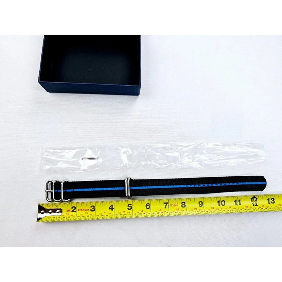 Aragon Wing Engineered Men's Black Blue Stripe Adjustable Nylon Watch Band NWB - Picture 3 of 6